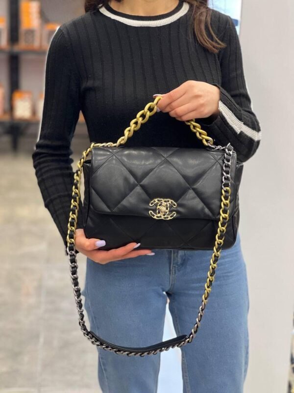 Chanel 19 Flap Bag Black Lambskin - Slika 3