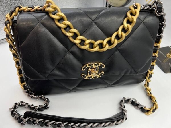 Chanel 19 Flap Bag Black Lambskin - Slika 4