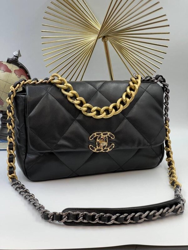 Chanel 19 Flap Bag Black Lambskin - Slika 6