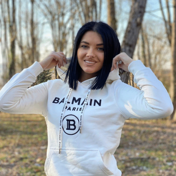 Hoodie Balmain Paris "White - Black Text"