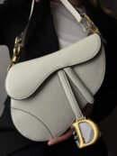 Christian Dior White Leather Saddle Handbag