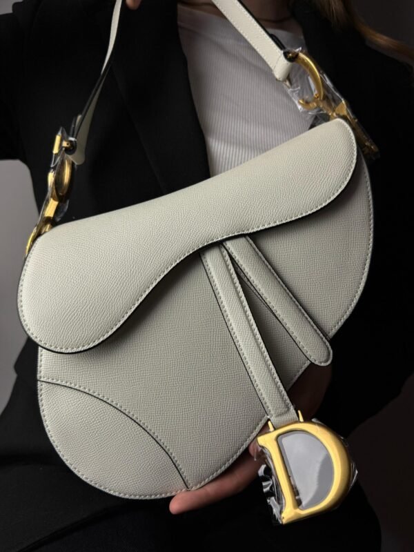 Christian Dior White Leather Saddle Handbag - Slika 4