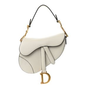 Christian Dior White Leather Saddle Handbag