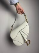 Christian Dior White Leather Saddle Handbag