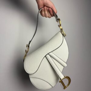 Christian Dior White Leather Saddle Handbag
