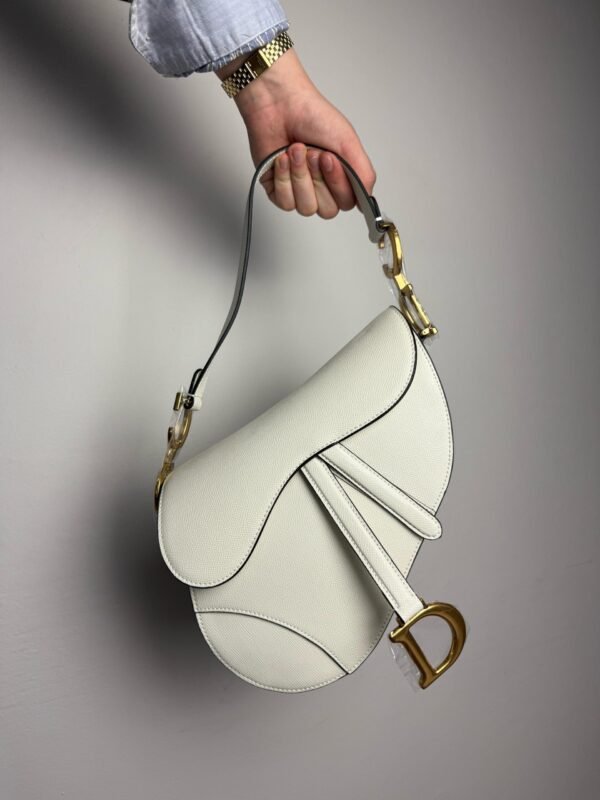 Christian Dior White Leather Saddle Handbag - Slika 3