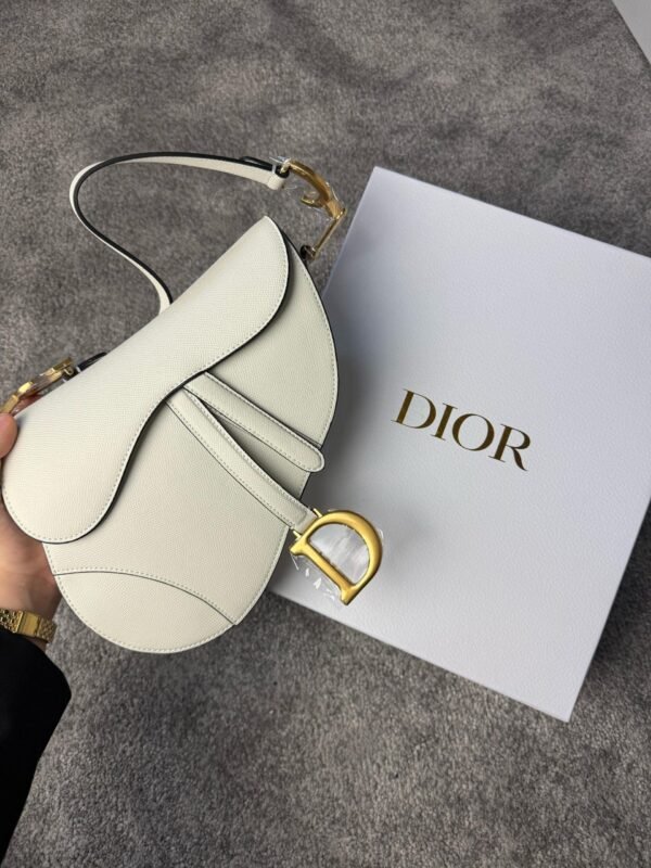 Christian Dior White Leather Saddle Handbag - Slika 2