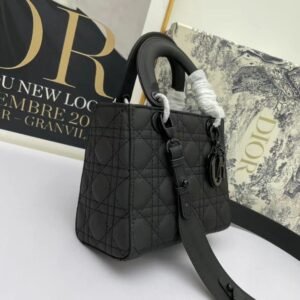 Christian Dior Black Ultra Matte Medium Lady Dior Bag