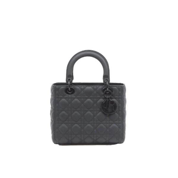 Christian Dior Black Ultra Matte Medium Lady Dior Bag