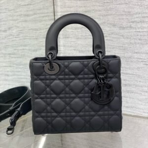 Christian Dior Black Ultra Matte Medium Lady Dior Bag
