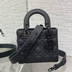 Christian Dior Black Ultra Matte Medium Lady Dior Bag