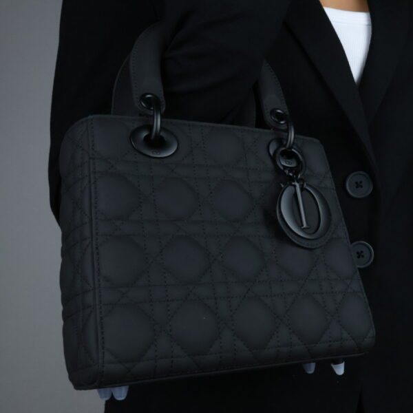 Christian Dior Black Ultra Matte Medium Lady Dior Bag