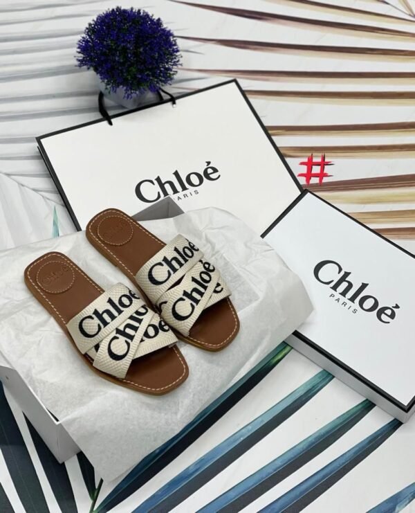 Chloe Papuče White-Black Text