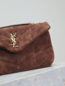 YSL Saint Laurent Lou Matelasse medium suede brown coffee