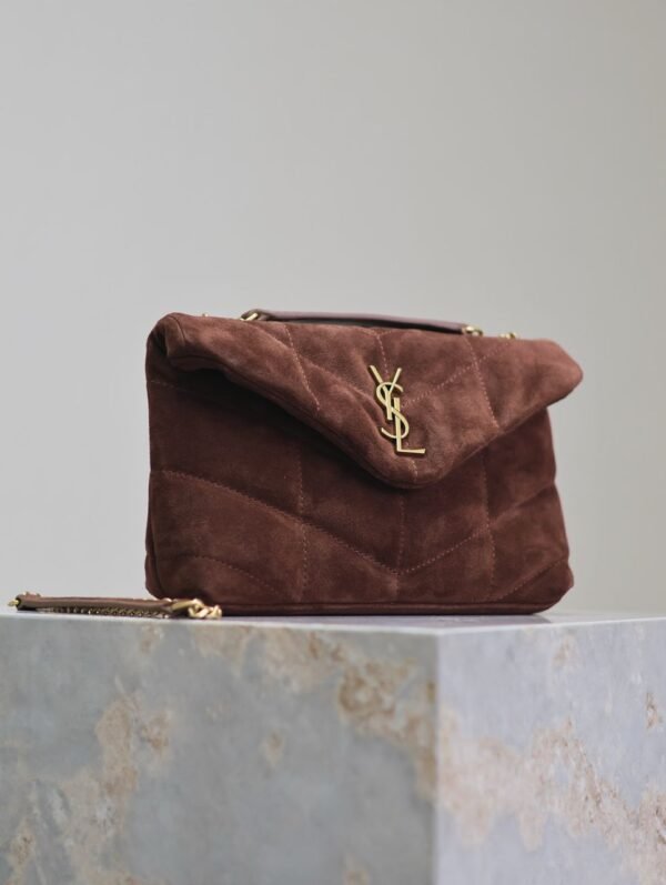 YSL Saint Laurent Lou Matelasse medium suede brown coffee - Slika 6