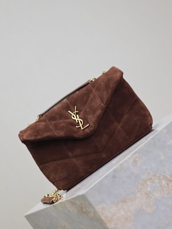 YSL Saint Laurent Lou Matelasse medium suede brown coffee - Slika 7