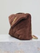YSL Saint Laurent Lou Matelasse medium suede brown coffee