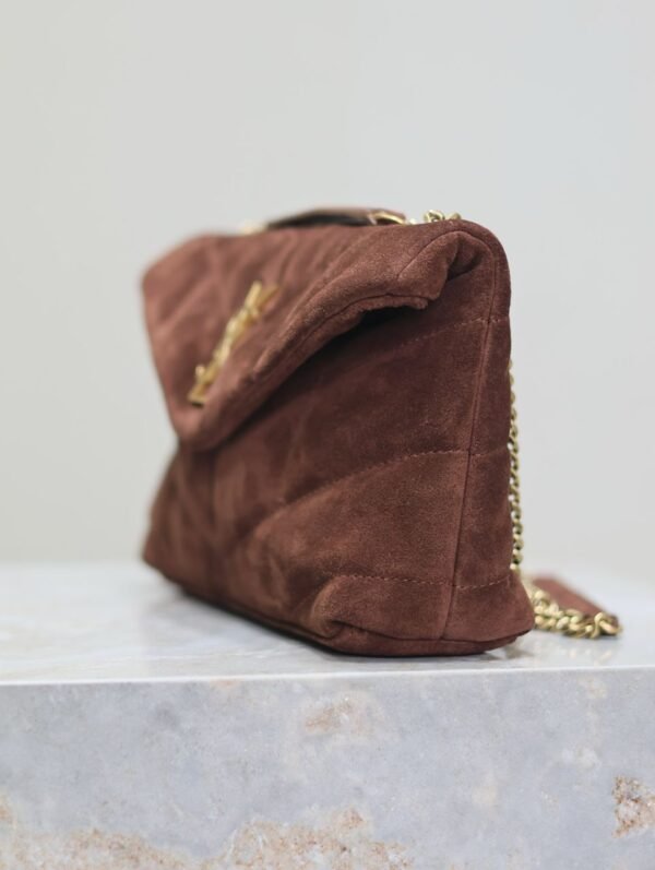 YSL Saint Laurent Lou Matelasse medium suede brown coffee - Slika 9