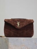 YSL Saint Laurent Lou Matelasse medium suede brown coffee