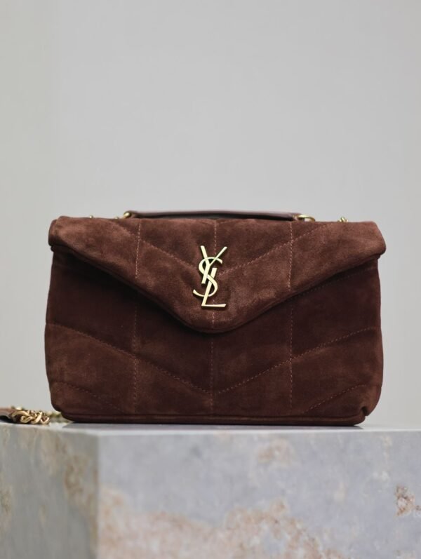 YSL Saint Laurent Lou Matelasse medium suede brown coffee - Slika 10