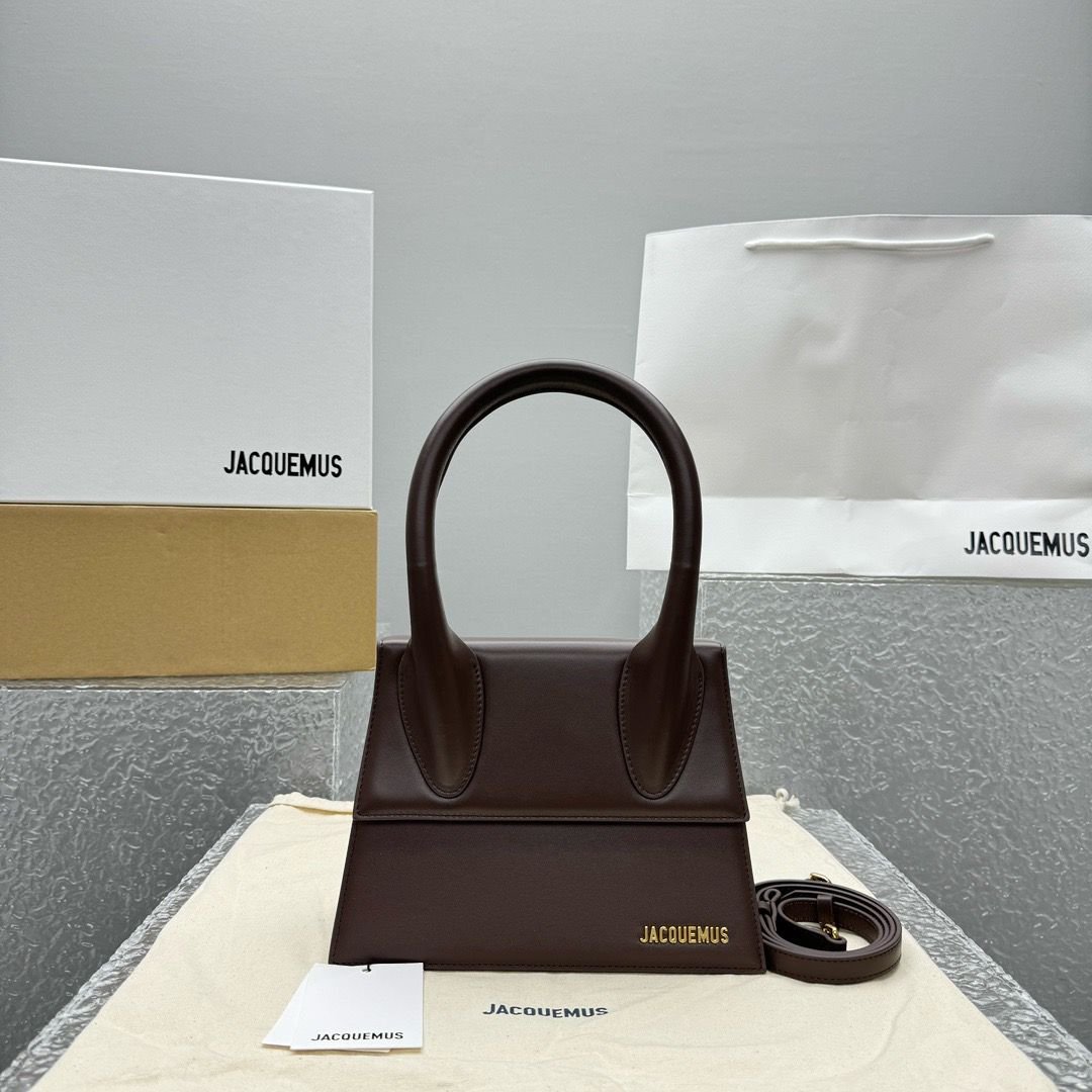 JACQUEMUS Le Chiquito Noeud Leather top handle bag smeđa