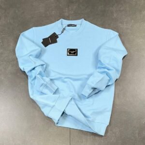 Majica Dolce & Gabbana dugi rukavi svijetlo plava