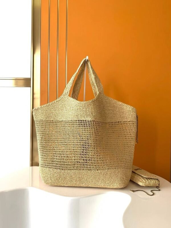 YSL Saint Laurent Natural Raffia Iace Shopping Tote - Slika 2