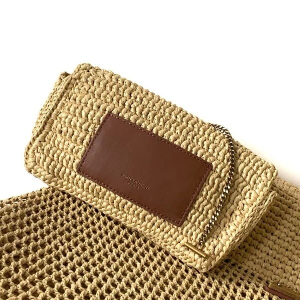 YSL Saint Laurent Natural Raffia Iace Shopping Tote