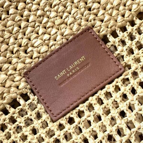 YSL Saint Laurent Natural Raffia Iace Shopping Tote