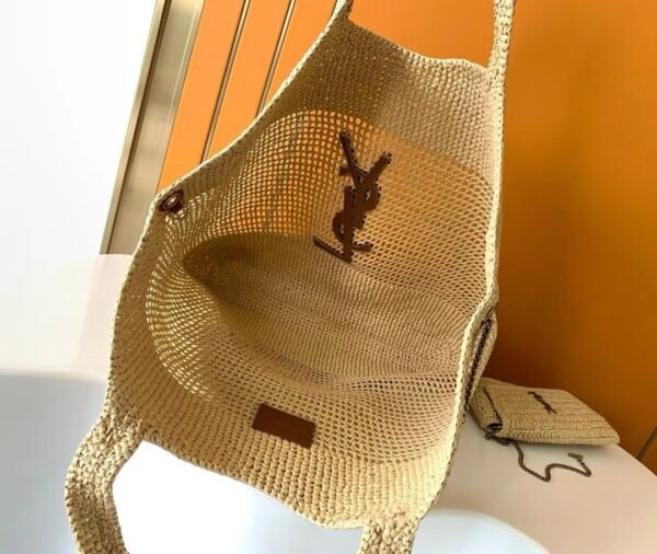 YSL Saint Laurent Natural Raffia Iace Shopping Tote - Slika 5