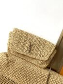 YSL Saint Laurent Natural Raffia Iace Shopping Tote