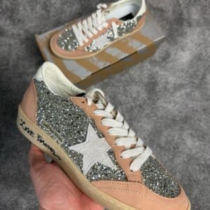 Golden Goose Ball Star Platinum Glitter/Cream leather