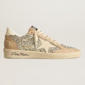 Golden Goose Ball Star Platinum Glitter/Cream leather