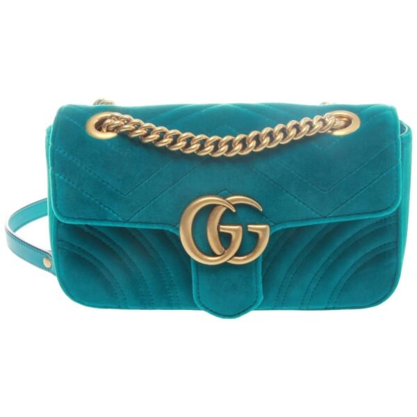 Gucci Marmont shoulder bag "Petrol Blue velvet", MINI
