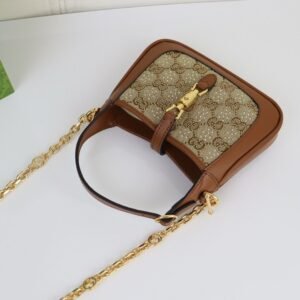 Torba Gucci Jackie 1961 crystals in Beige Brown GG / MINI