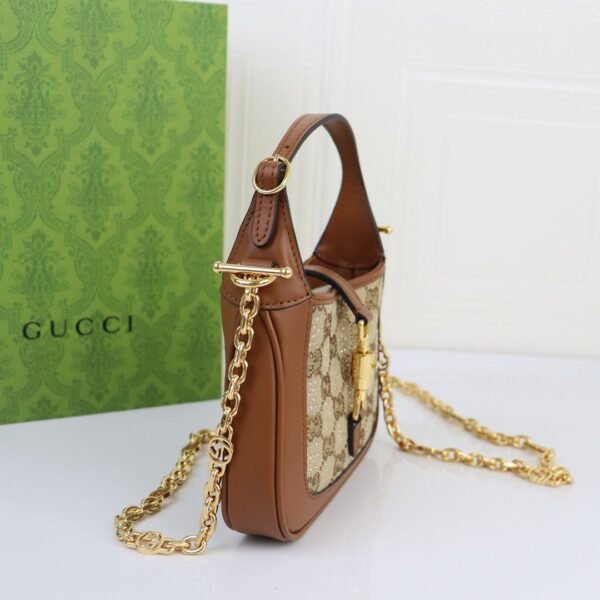 Torba Gucci Jackie 1961 crystals in Beige Brown GG / MINI - Slika 5