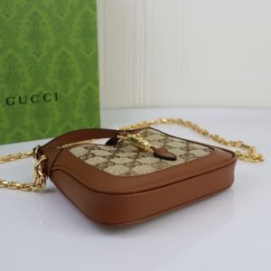 Torba Gucci Jackie 1961 crystals in Beige Brown GG / MINI