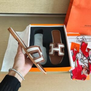 Hermes Oran Brown White