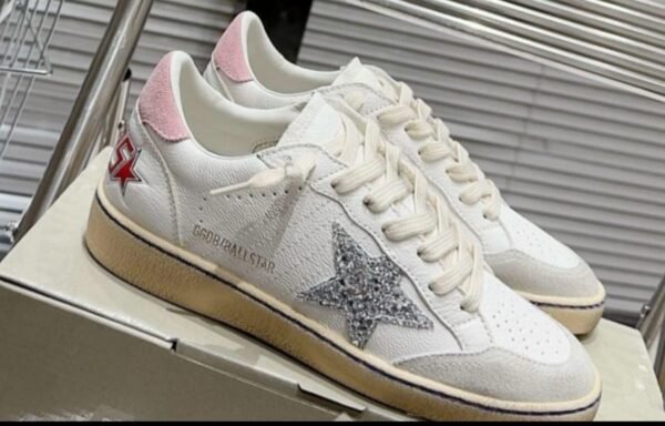Golden Goose Ballstar pink suede Glitter Star - Slika 2