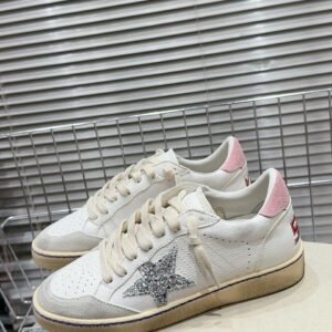 Golden Goose Ballstar pink suede Glitter Star