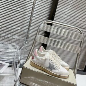 Golden Goose Ballstar pink suede Glitter Star