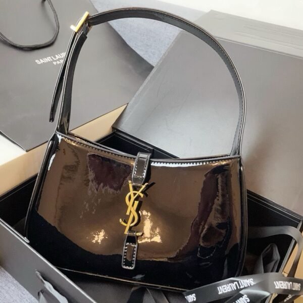 YSL Saint Laurent Le 5 à 7 Hobo Black "Patent leather"