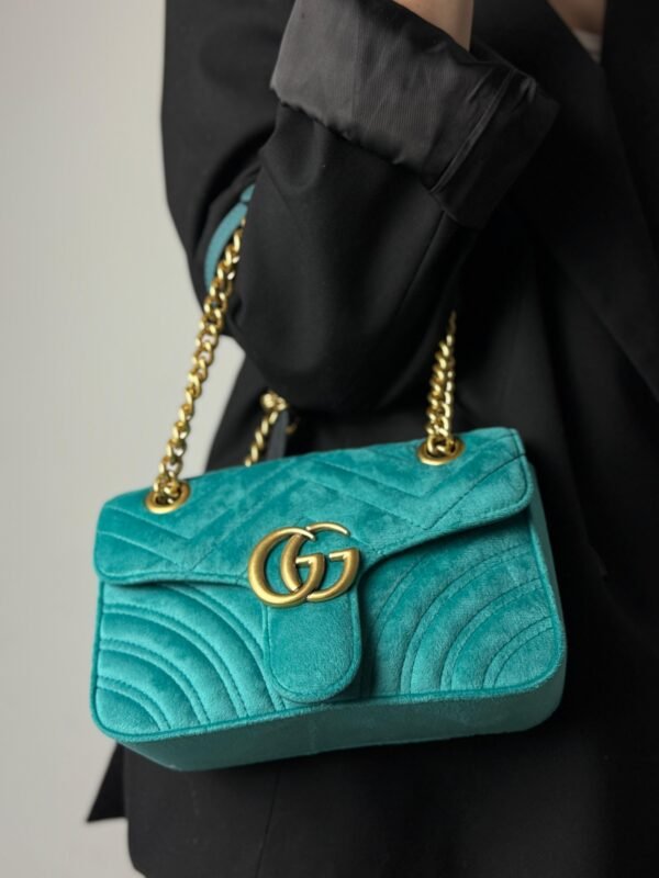 Gucci Marmont shoulder bag "Petrol Blue velvet", MINI - Slika 3