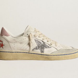 Golden Goose Ballstar pink suede Glitter Star