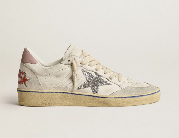 Golden Goose Ballstar pink suede Glitter Star