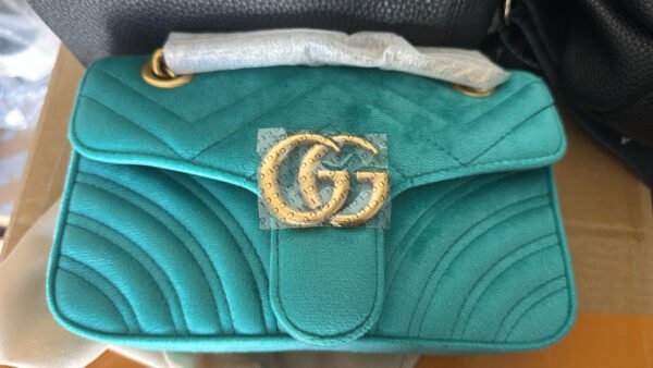 Gucci Marmont shoulder bag "Petrol Blue velvet", MINI - Slika 2