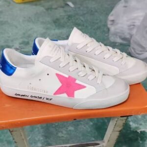 Golden Goose Hi Star Fuchsia star / Blue glitter