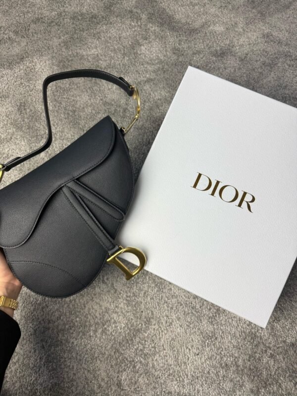 Saddle leather handbag Dior Navy in Leather - Slika 2