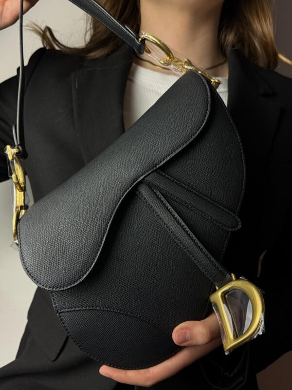 Saddle leather handbag Dior Navy in Leather - Slika 3