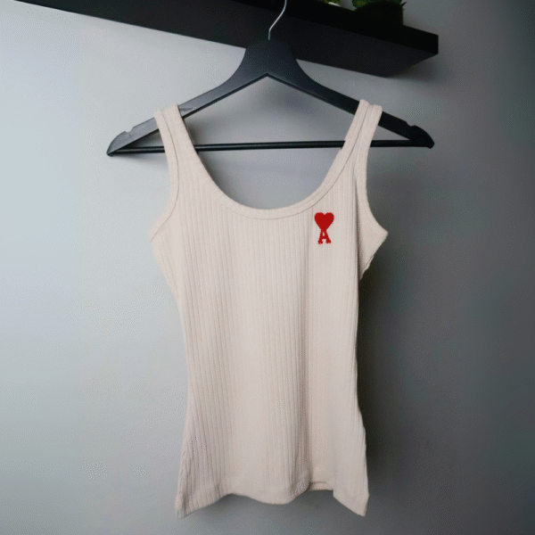 Ami majica bez rukava / Cream / Red Logo